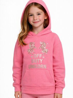 Unicorn Graphic Hoodie Sweatshirt Pink Size 10 Girls Long Sleeve Pullover